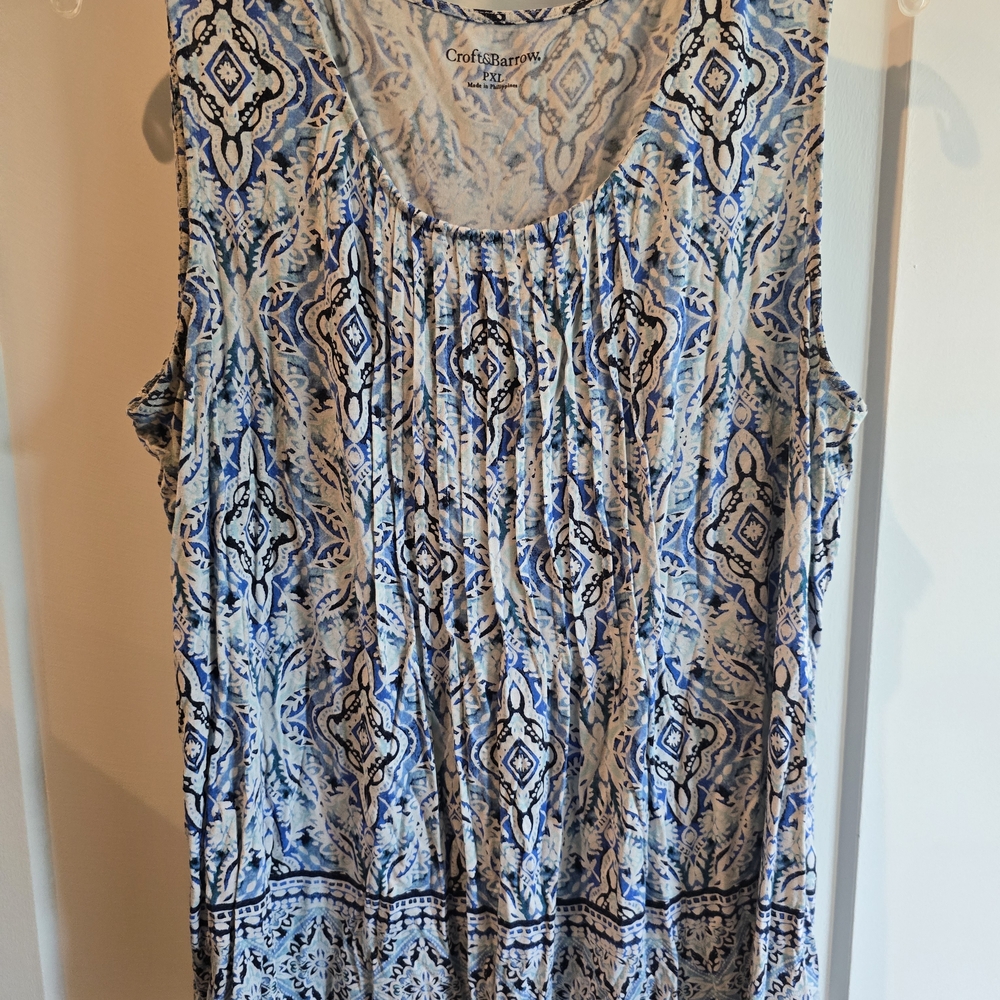 Croft & Barrow Women's Blue Patterned Blouse